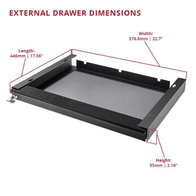 Penn Elcom Laptop-Schublade für unter den Schreibtisch, abschließbar, für 20-Zoll-Laptops – Hochwertige Sicherheitsschubladen – Modell EX-6171B