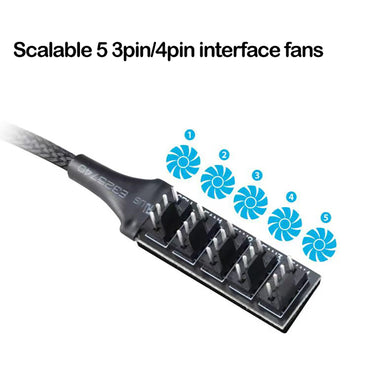 PWM-Lüfter-Hub, 4-Pin PWM PC-Lüfter-Hub-Stromversorgungskabel 1 zu 5-Wege-Splitter für 12V Desktop-Computer-Lüfter.