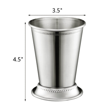 ZEAYEA Set of 2 Mint Julep Cups, Classic Stainless Steel Glasses for Party Bar Home Restaurant, 12 oz Metal Cocktail Glasses for Beer Juice Beverage, Silver