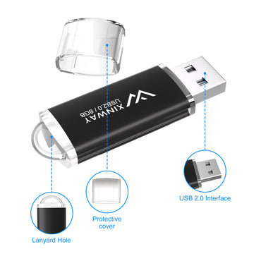 XINWAY 8GB USB 2.0 Flash Drive Thumb Drives Memory Stick Jump Drive Zip Drive, 5 Pack Mixed Colors: Black Blue Green Gold Purple