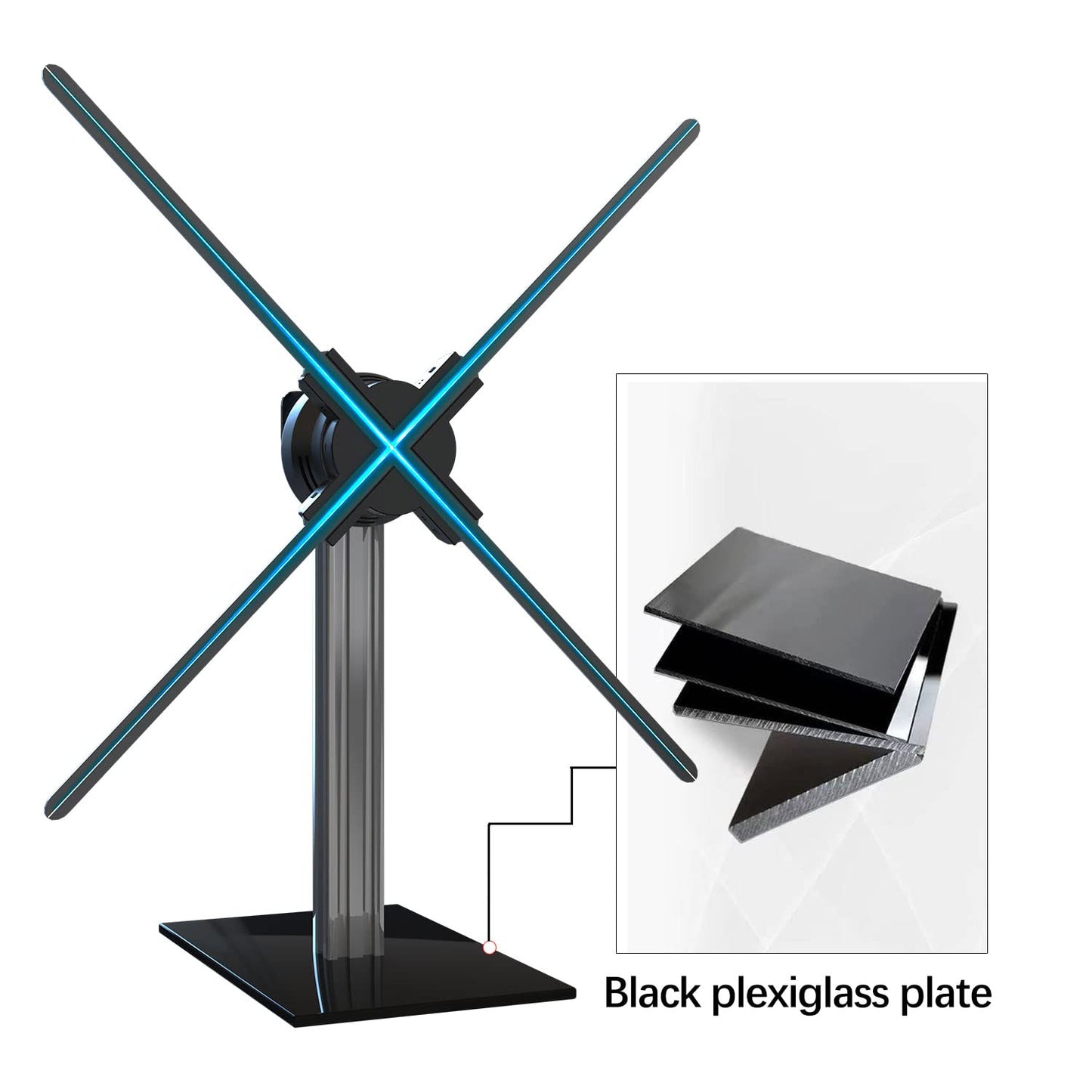 Missyou 3DHologramFan Desktop Stand with Tempered Glass Base and Aluminum Alloy Frame, Suitable for 27.5" or Smaller Fans(Desktop Stand (Height 15"))