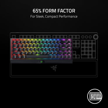 Razer BlackWidow V4 Mini HyperSpeed Kabellose Hot-Swap-fähige 65%-Gaming-Tastatur: HyperSpeed Wireless & Bluetooth 5.0 – Taktile und leise orangefarbene Schalter – Phantom Pudding-Tastenkappen – 200 Stunden Akkulaufzeit