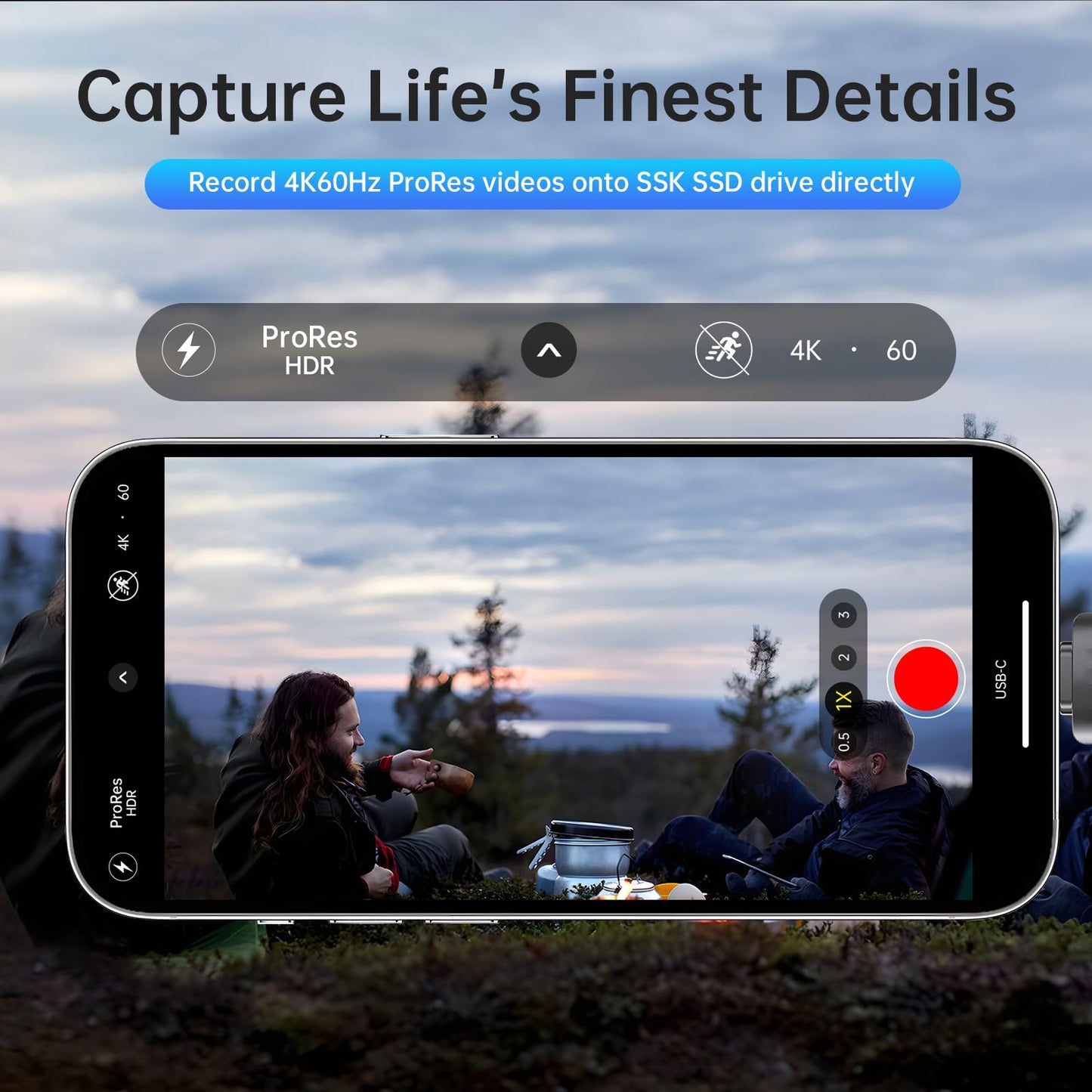 SSK 2TB External SSD USB C Drive- Up to 2000MB/s External Solid State Drives USB 3.2 Gen 2X2, Portable SSD Stick Ultra-Low Power Supports iPhone15/16 Pro ProRes Mac/WTG/Android, Zinc Alloy