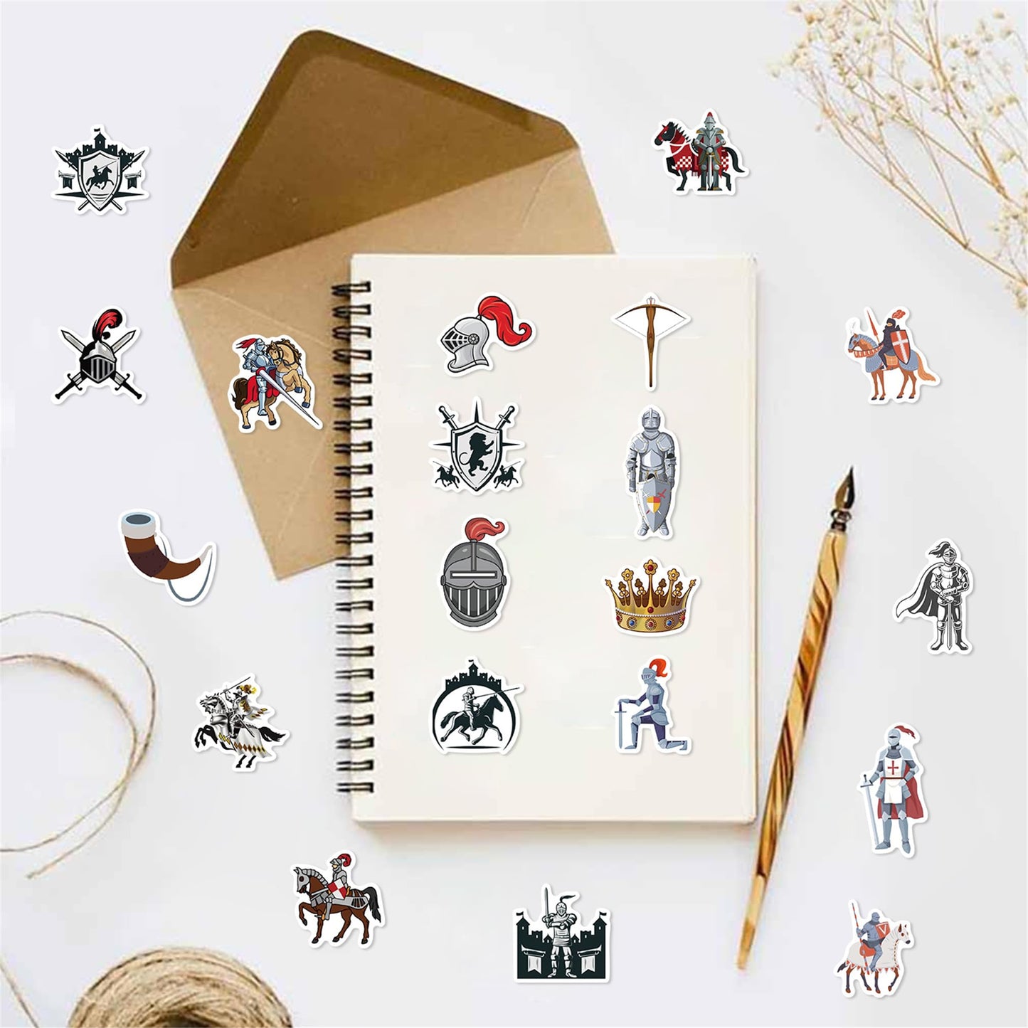 QUTA Mittelalter-Ritter-Aufkleber-Set, 50 Stück Soldaten-Aufkleber aus dem Mittelalter, Vinyl-Aufkleber, dekorative Geschenk- und Gastgeschenk-Aufkleber für Hydro Flask, Laptop, Wasserflasche, Aufkleber für Kinder und Jugendliche (Ritter)