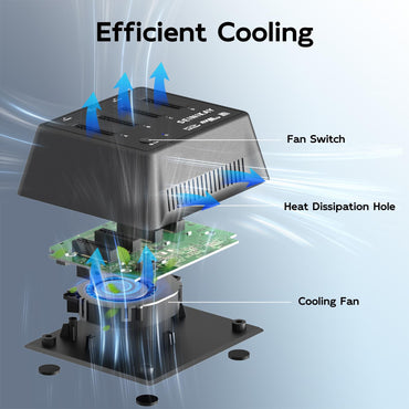 SEINIKAY M.2 Dock with Fan for NVME SATA SSD, Tool-Free 4 Bay NVMe Reader with Indicator Light, 10Gbps Speed(No Clone Function)