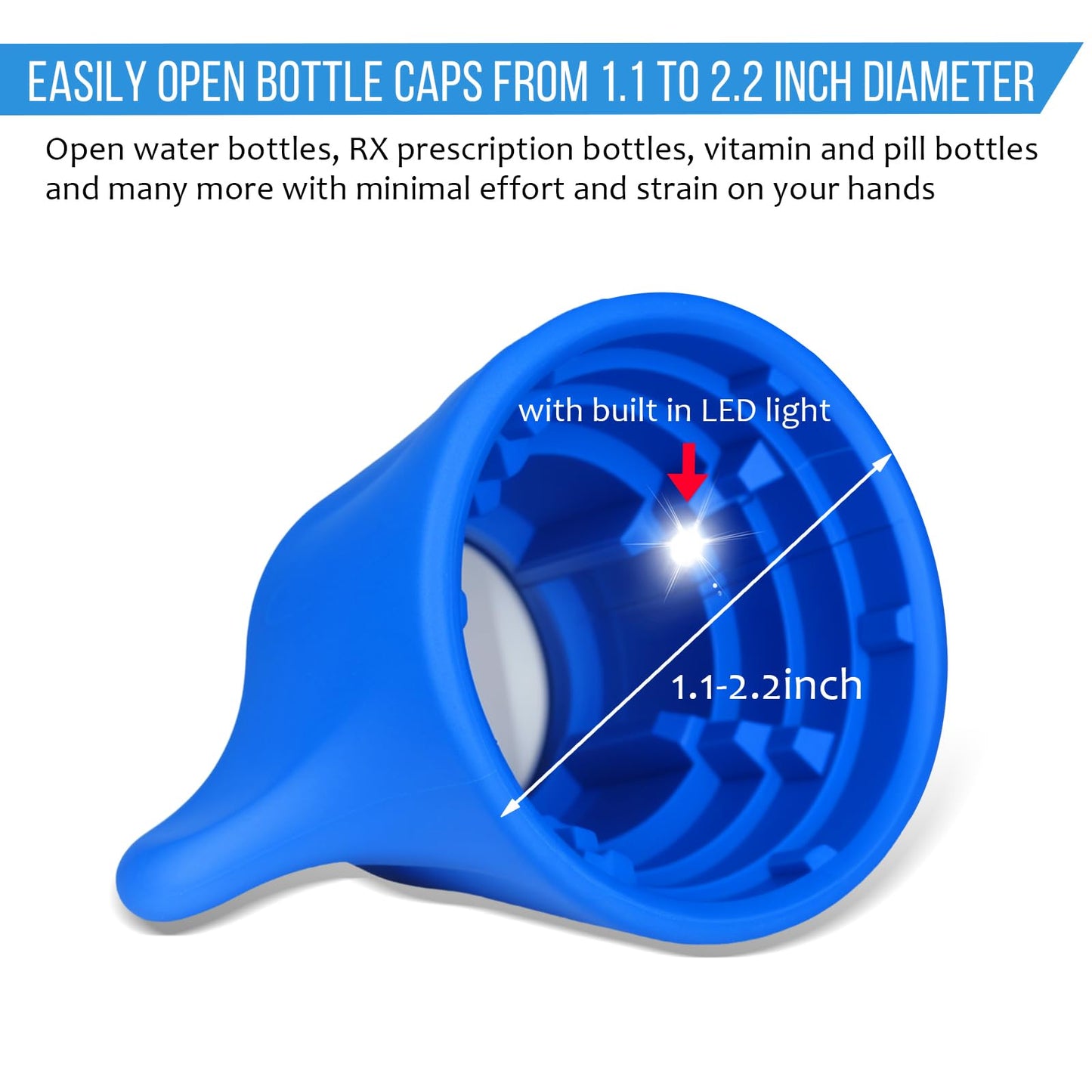 Remedic Medikamentenflaschenöffner mit Lupe und LED-Licht – Griffhilfe für schwache Hände – Rutschfeste Matte für einhändige Bedienung – Arthritisfreundlicher Mehrzwecköffner – Pflegehilfsmittel für Senioren