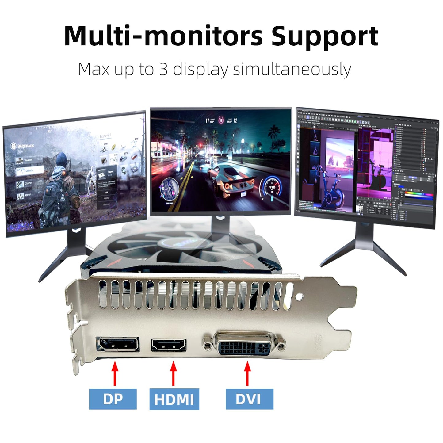 QTHREE GeForce GTX 960 4GB Grafikkarte, GDDR5 128-Bit, DP, HDMI, DVI, Videokarte für PC, Computer-GPU, PCI Express x16