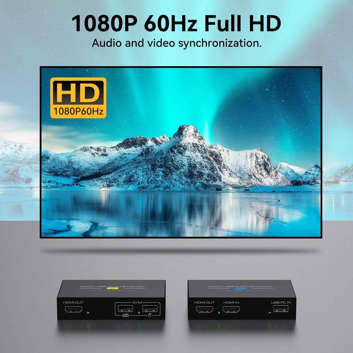 PVBCTCSID HDMI KVM USB Extender über Cat5e/6/7 Ethernet 1080P bis zu 120 m mit Loop-Out HDMI und USB-Extender zur Fernsteuerung von Monitor und Tastatur/Maus