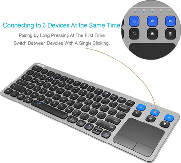 Arteck Universal 2.4G Wireless and Bluetooth Touch TV Keyboard Multi-Device with Easy Media Control and Build-in Touchpad Keyboard for Smart TV, TV Box, TV-Connected Computer, Mac, HTPC