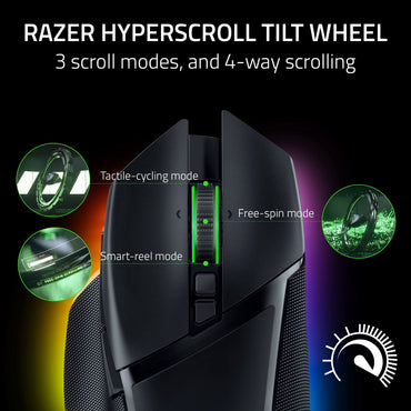 Razer Basilisk V3 Pro Kabellose Gaming-Maus: HyperScroll-Neigungsrad – Optischer Sensor mit 30.000 DPI – Optische Schalter der 3. Generation – 13-Zonen-Chroma-RGB-Beleuchtung – 13 programmierbare Tasten – 3 Verbindungsmodi – Schwarz