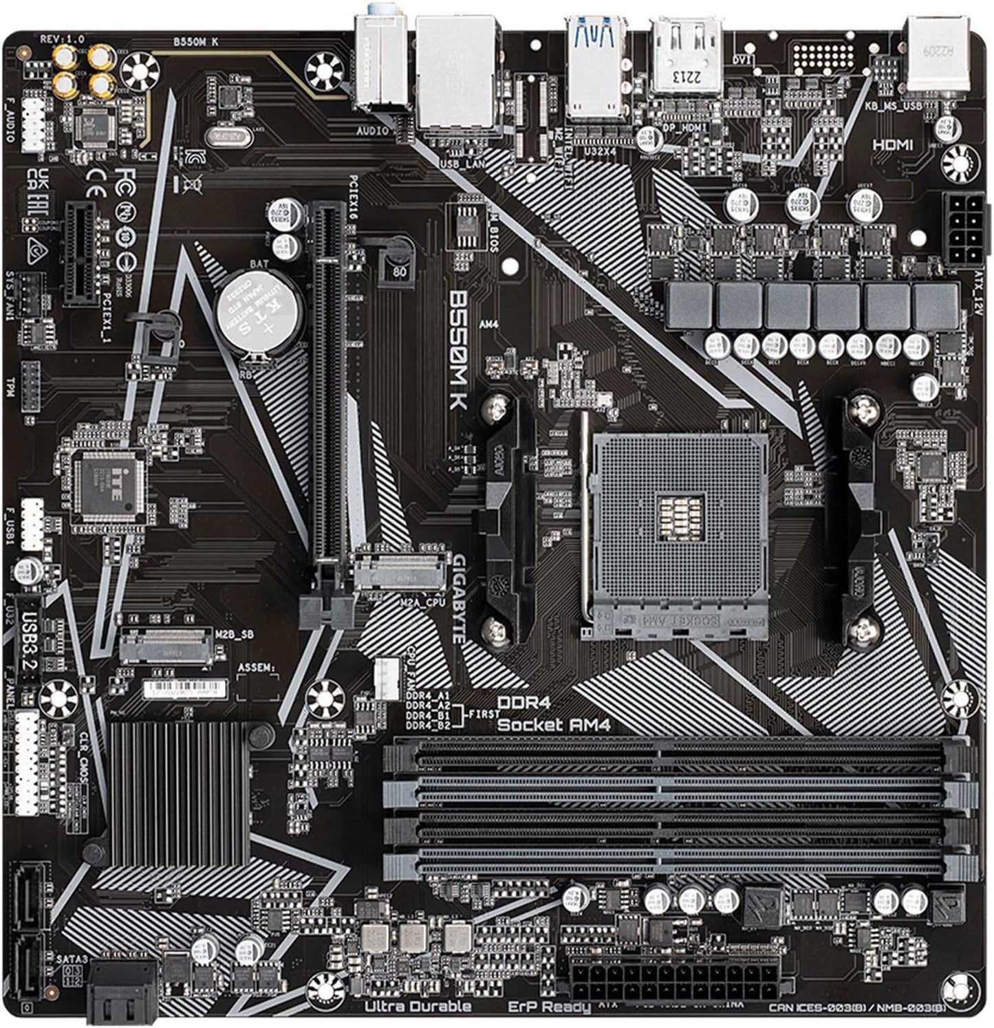 Micro Center AMD Ryzen 5 5500 Desktop Processor with GIGABYTE B550M K Motherboard (Micro-ATX, DDR4, Dual M.2, SATA 6Gb/s, PCIe 4.0)