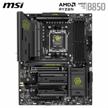 MSI MAG B850 Tomahawk MAX WiFi Motherboard, ATX - Supports AMD Ryzen 9000/8000 / 7000 Processors, AM5-80A SPS VRM, DDR5 Memory Boost 8400+ MT/s (OC), PCIe 5.0 x16, M.2 Gen5, Wi-Fi 7, 5G LAN