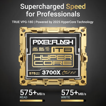 PixelFlash 1TB CFast 2.0 Card 3700X HyperCore 575MB/s SATA3 VPG180, CFast Card for DSLR Cinematic Video & Photo Cams Lab Tested, Certified Flash Memory 1 TB 2025 Model