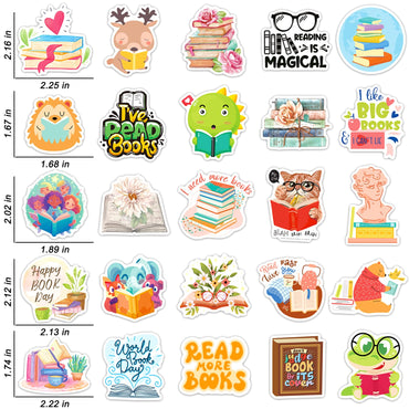 STKJoviale 200 PCS Book Stickers for Kids, Reading Stickers for Students Bookish Stickers for Laptop Water Bottles Book Accessories Vinyl Stickers for Book Lovers Gifts