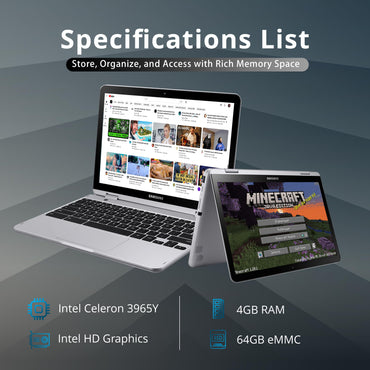 Samsung Chromebook Plus V2 2-in-1 12,2" WUXGA LED-Touchscreen-Laptop, Intel Celeron 3965Y, 4 GB RAM, 64 GB eMMC, 2 Kameras, Stift, Tastatur im Island-Type-Design, Wi-Fi 5, Chrome OS, Silber (Generalüberholt)