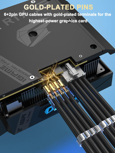 Sirlyr Transparent Connector PSU Cable Extension Kit Customed PC Power Supply Extend Mod 16AWG with 24 Pin ATX × 1/8 Pin EPS × 1/ Gold-Plated 8Pin Pcie × 2,Soft Nylon Braided Black
