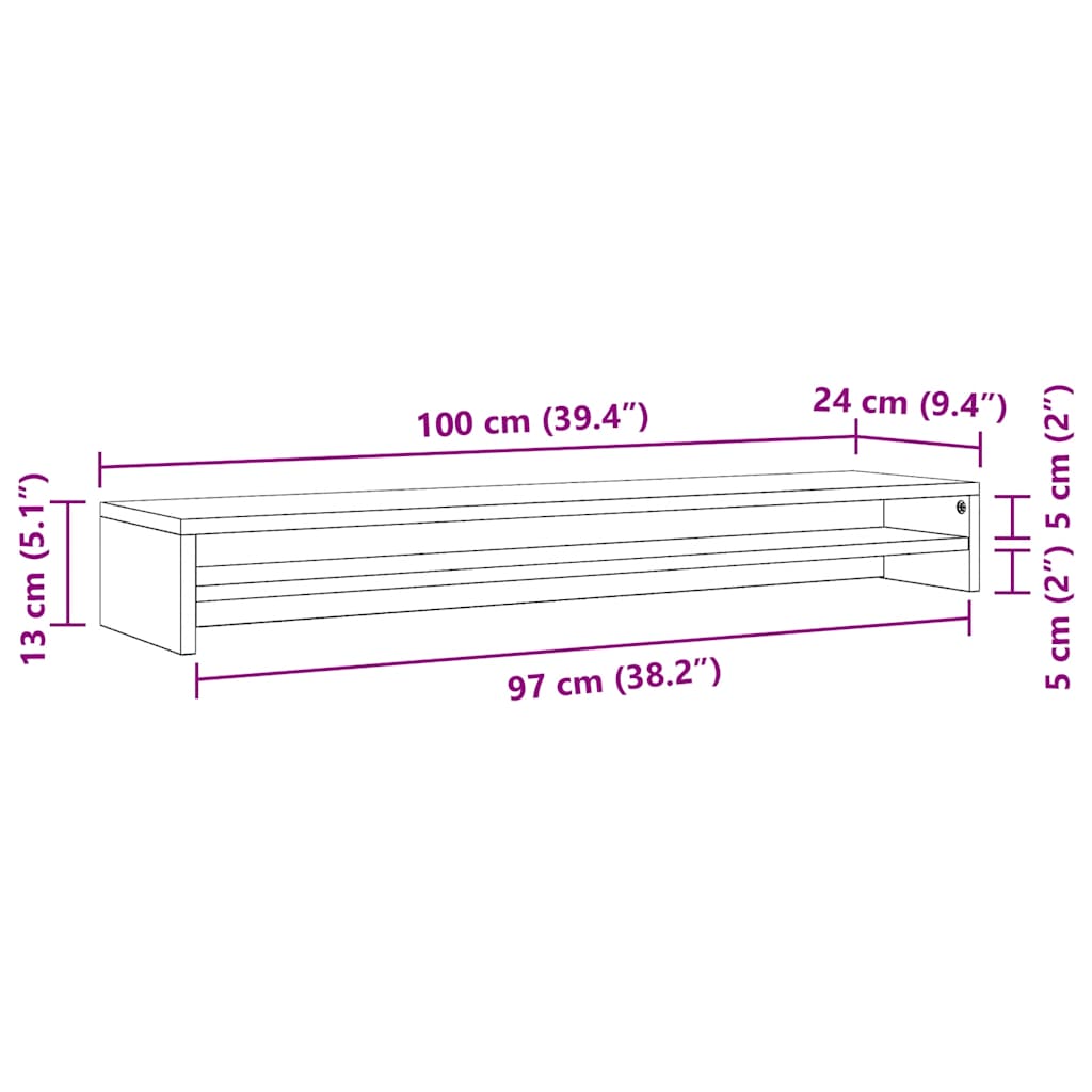 Monitorständer Grau Sonoma 100x24x13 cm Holzwerkstoff