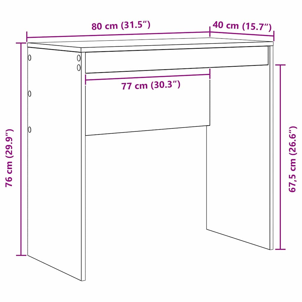 Schreibtisch Geräucherte Eiche 80 x 40 x 76 cm