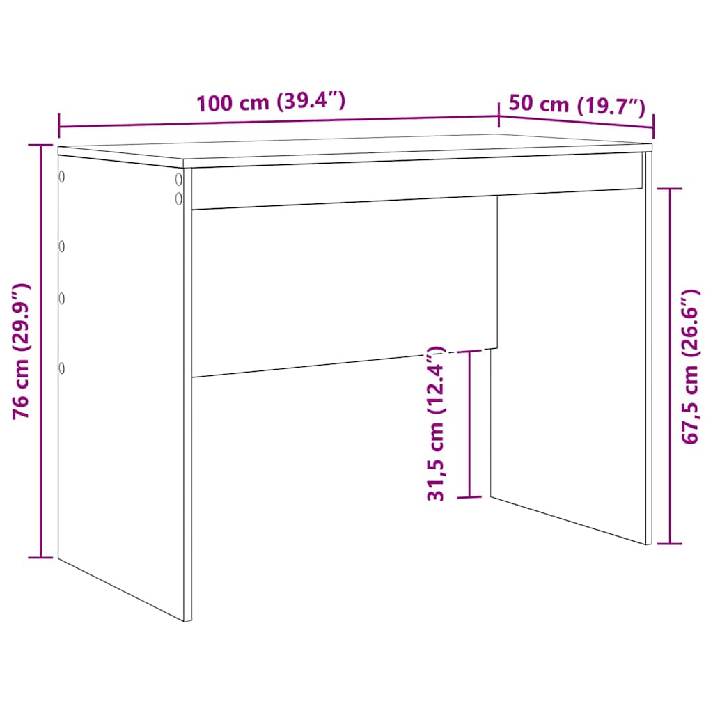 Schreibtisch Schwarz Eichen-Optik 100 x 50 x 76 cm