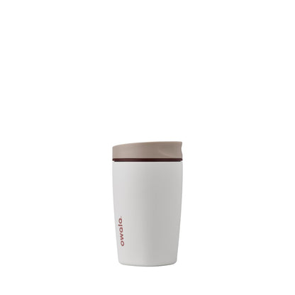 Owala SmoothSip Slider Isolierbecher aus Edelstahl, wiederverwendbarer Eiskaffeebecher, Reisebecher für heißen Kaffee, BPA-frei, 355 ml, Vanille