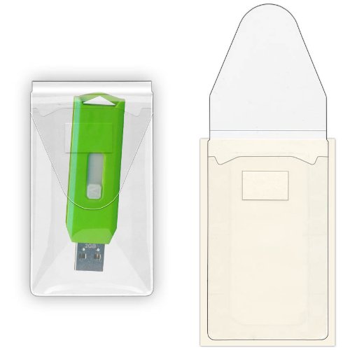 StoreSMART® – USB-Stick-Halter – Selbstklebender Streifen und wiederverschließbare Lasche – 100er-Packung – TL10252-100