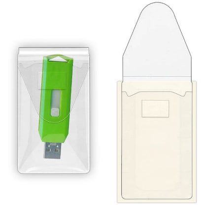 StoreSMART® – USB-Stick-Halter – Selbstklebender Streifen und wiederverschließbare Lasche – 100er-Packung – TL10252-100