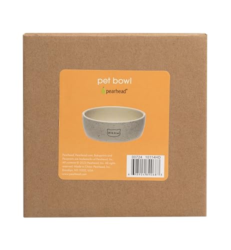 Pearhead Ceramic Bowl, Holds 2 Cups, Cute Whisker-Friendly Dish with Cat Face Design, Non-Slip, Microwave and Dishwasher Safe, Small/Medium