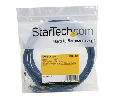 StarTech.com Cat5e Ethernet Cable10 ft - Blue - Patch Cable - Snagless Cat5e Cable - Network Cable - Ethernet Cord - Cat 5e Cable - 10ft