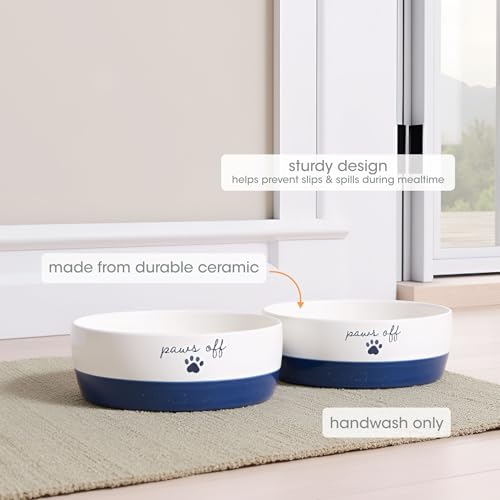 Pearhead Ceramic Bowl, Holds 2 Cups, Cute Whisker-Friendly Dish with Cat Face Design, Non-Slip, Microwave and Dishwasher Safe, Small/Medium