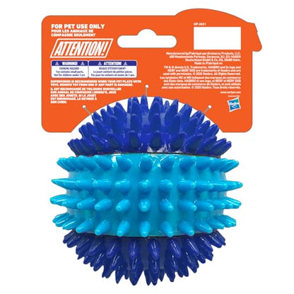 Nerf Dog 3.7in TPR 3-Part Spike Squeak Ball Dog Toy - Dark Blue/Light Blue