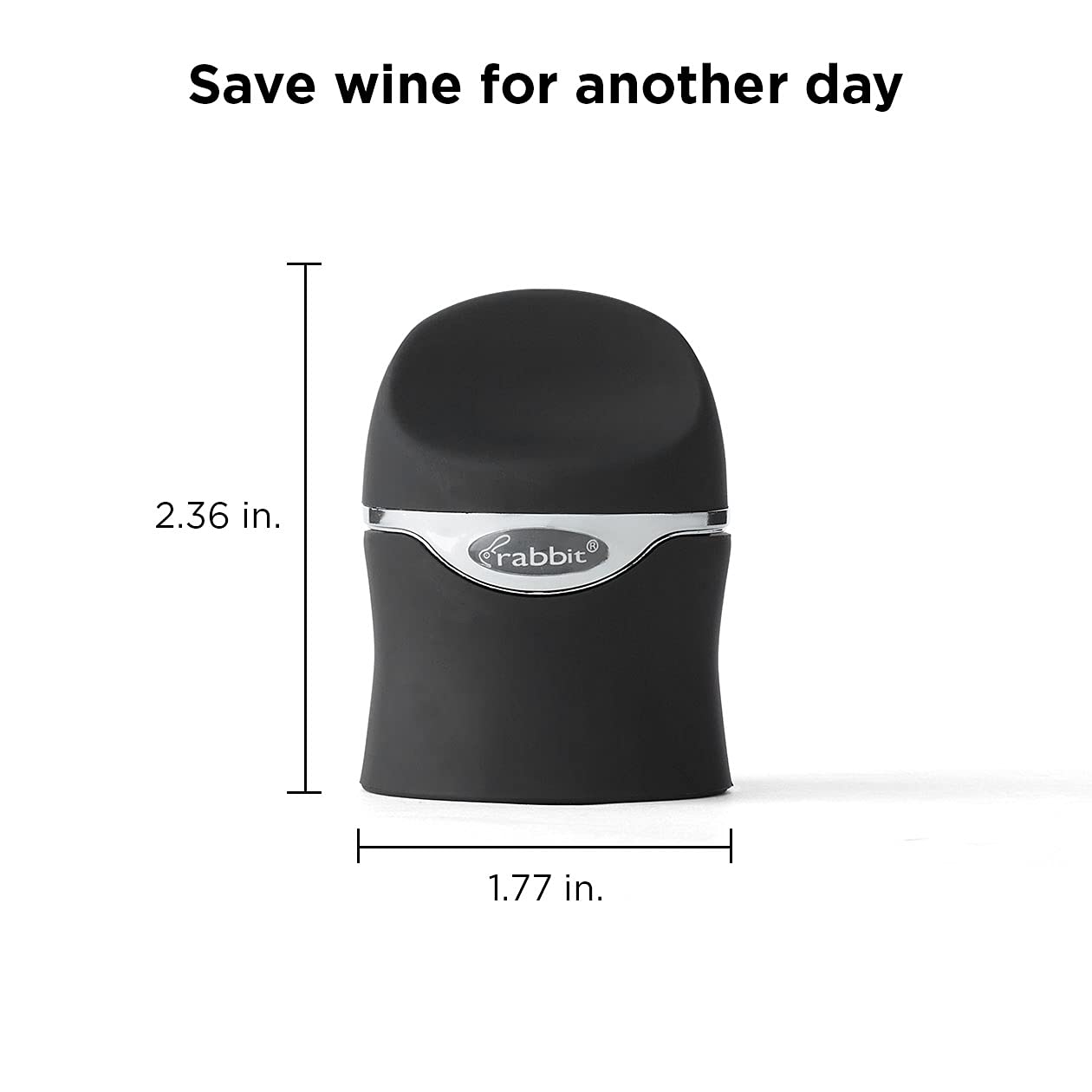 Rabbit Champagner- und Weinverschluss, luftdichter Wein- und Champagnerverschluss, hält prickelnde Getränke länger frisch, einfach zu verwenden, samtig schwarz, unverzichtbares Barzubehör