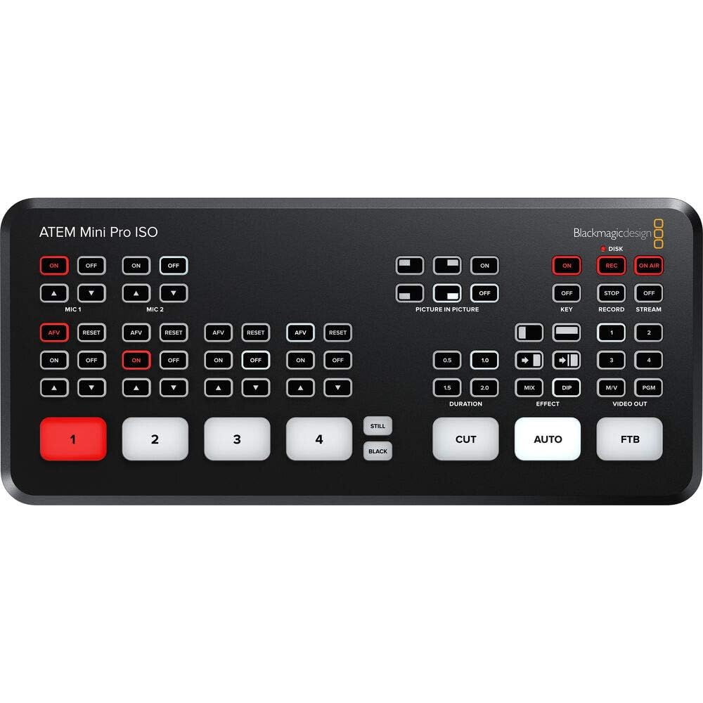 Blackmagic Design ATEM Mini Pro ISO HDMI Live Stream Switcher Bundle with 6’ HDMI Cable, 7’ Cat5e Cable, and 5-Pack of SolidSignal Cable Ties (SWATEMMINIBPRISO)