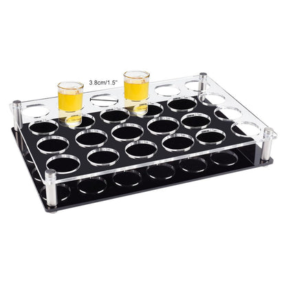 NBEADS Tablett für 24 Schnapsgläser, Acryl-Schnapsglashalter, Serviertablett für Weingläser, Becher, Organizer, Schnapsglas-Display, Barzubehör für Partys, Bars und Clubs, Loch: 1,5 Zoll