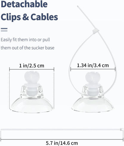 Pawfly 20er-Pack Aquarium-Saugnapf mit Clips und verstellbaren Kabelbindern, Kabel, Aquarienzubehör zum Befestigen von Moos, Luftschläuchen, Dekorationen, Garnelennestern und Reptilien-Hängematten 