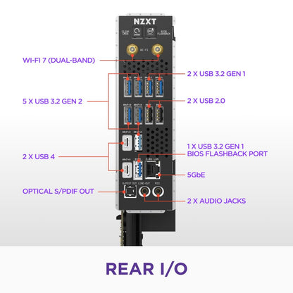 NZXT N9 X870E - AMD X870E AM5 ATX Gaming Motherboard for Ryzen 9000/8000/7000-20+2+1, DDR5, 4X M.2, PCIe 5.0, Wi-Fi 7, 5GbE, USB 4 - Full-Metal Cover, M.2 Quick-Release Latches - Black