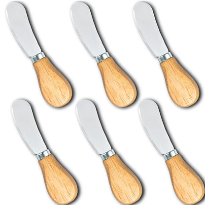 Small Cream Cheese Spreader Knives Set,Wooden 5in,Stainless Steel Butter Knife Spreader for Cocktail,Condimets,Dips,Appetizers,Jam,Pastry,Sandwich,Toast,Bagel,Charcuterie Board Serving Party Supplies