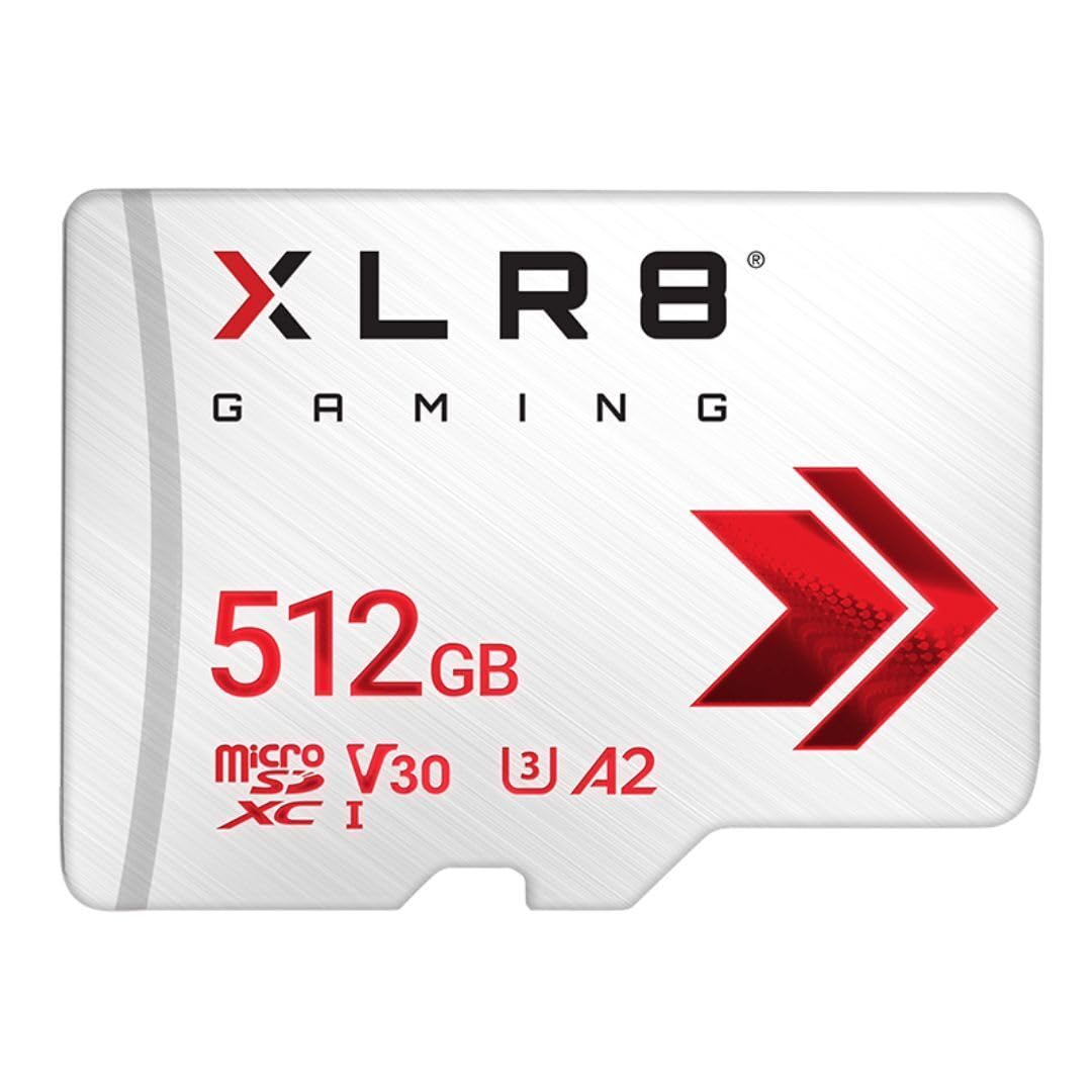 PNY 512GB XLR8 Gaming microSDXC Speicherkarte - 100MB/s, UHS-I, 4K UHD, Full HD, U3, V30, A2 - Micro SD für tragbare Konsolenspiele auf Nintendo Switch, Steam Deck, Smartphones und Tablets