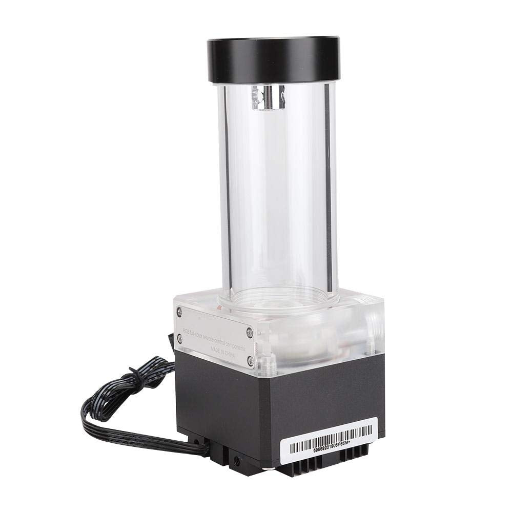 Pumpen-/Ausgleichsbehälter-Kombination für Wasserkühlungssystem, 800 l/h CPU-Wasserkühlungspumpe Radiator, integriert, POM PMMA PUB-FS6PD-17 (Schwarz)