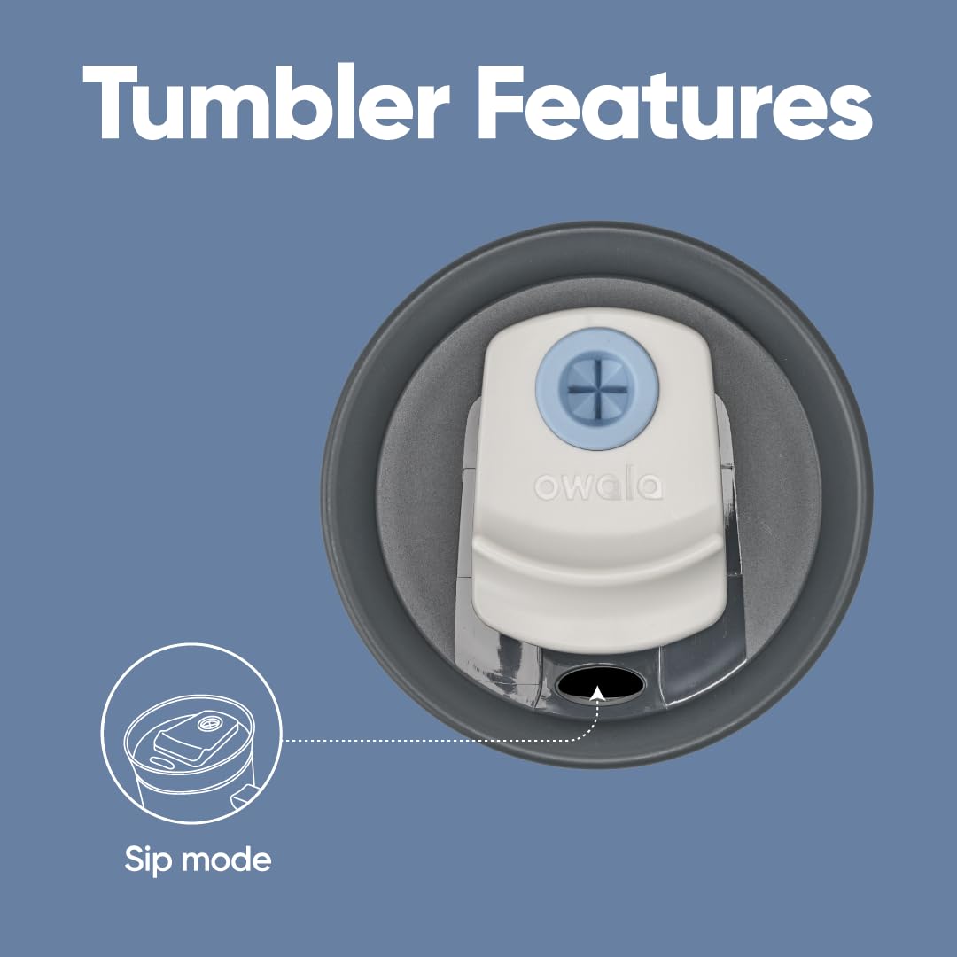 Owala Edelstahl-Reisebecher mit dreifacher Isolierung, auslaufsicherem Deckel und Strohhalm, BPA-frei, 710 ml, Grau/Blau (The Great Blue)