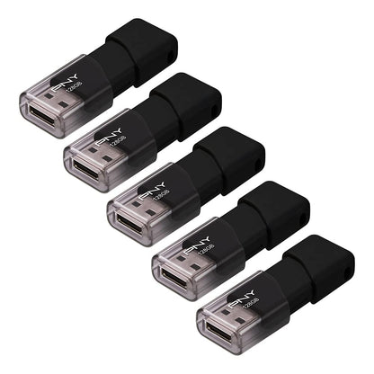 PNY P-FD128X5ATT03-MP 128GB Attaché 3 USB 2.0 Flash Drive, Black (Pack of 5)