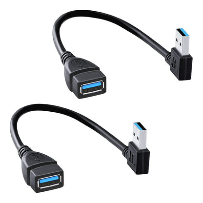 Oxsubor SuperSpeed ​​USB 3.0 Verlängerungs-Datenkabel, Stecker auf Buchse, links und rechts abgewinkelt, 2 Stück (20 cm, 8 Zoll)
