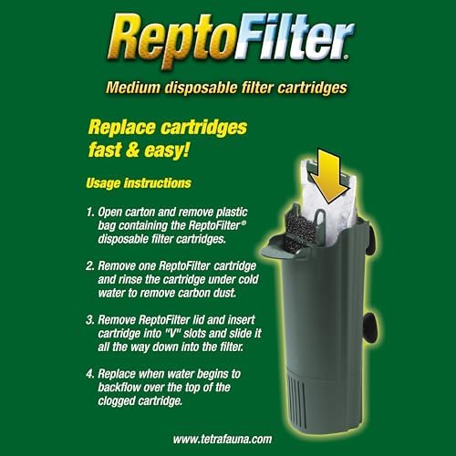 TetraFauna ReptoFilter Filter Cartridges, Size Medium, Filter Cartridge Refills, 3 Count