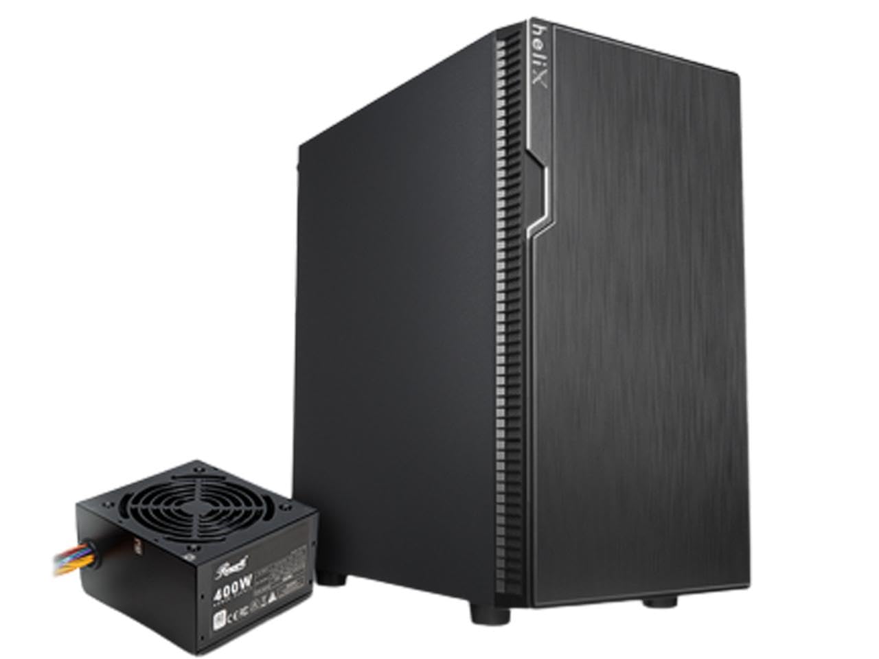Rosewill FBM-X2-400-HELIX Micro ATX Mini Tower Desktop Gaming & Office PC Computer Case with Pre-Installed 400W Power Supply, 240mm AIO Support, 2X USB 2.0, 1 USB 3.0