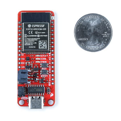 SparkFun Thing Plus - ESP32 WROOM (USB-C) - ESP32-D0WDQ6 Chip Integrated RGB Status LED Operating Voltage: 3.3V Board Dimensions: 2.3in x 1.0in x 0.5in