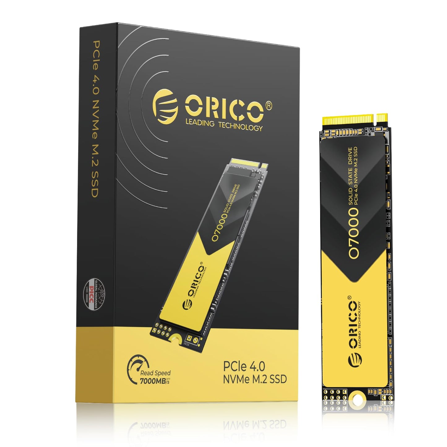 ORICO 2TB NVMe SSD PCIe 4.0- Up to 7000MB/s, M.2 SSD 2280 PCIe 4.0X4 Internal Solid State Drive, Fast Heat Dissipation, Compatible with macOS Windows for Gamers and Creators-O7000 (2TB)