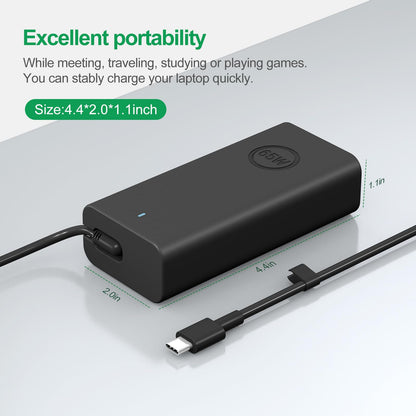 65W 45W Dell Laptop Charger USB C for Latitude 5420 5520 5320 5430 5290 7410 7420 XPS 13 9250 9360 9365 9370 9380 9350 9550 Chromebook 5190 Type C AC Adapter