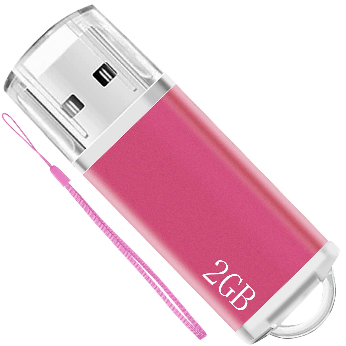 Nicepicten USB-Sticks 2 GB USB-Flash-Laufwerk 1er-Pack Zip-Laufwerk USB 2.0 Jump Drive Memory Stick Pendrrive mit Lanyards (Pink)