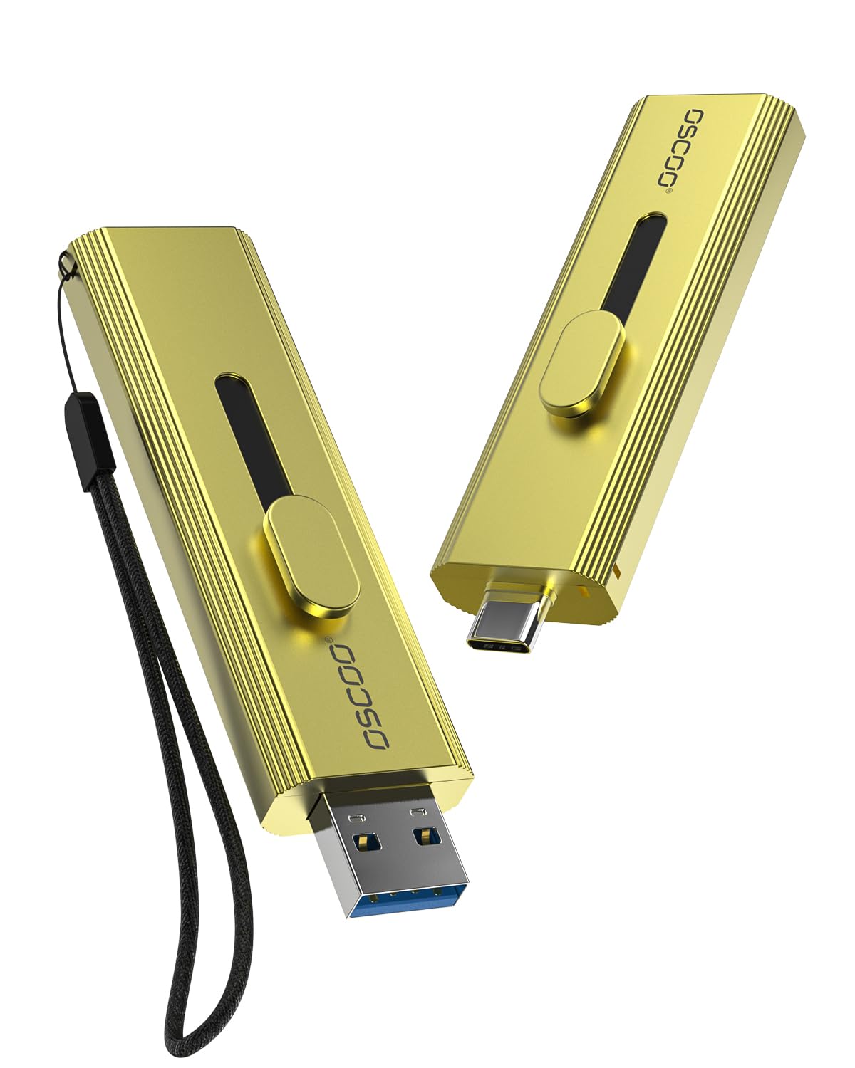 Externe SSD OSCOO 1 TB, bis zu 1000 MB/s, tragbare SSD-Festplatte, USB 3.2 Gen 2 Dual-USB-C- und USB-A-Anschlüsse, Push-Pull-Design, USB-Laufwerk für iPhone 15/16/17, Android, Mac, Laptop, Spielekonsolen und PS5