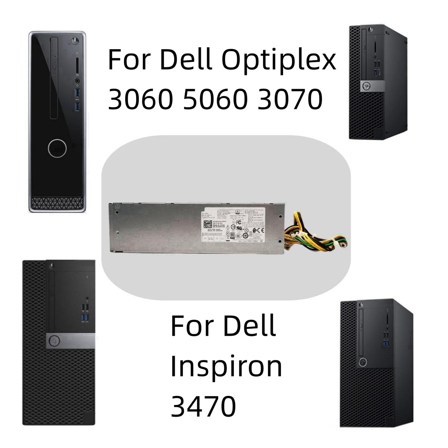 Power Supply Replacement for Dell Optiplex 3060 5060 3070 Inspiron 3470 200W 4FHYW 04FHYW CGFJT 0CGFJT H200EBS-00 X61RM 8 KVYY L200AS-00 H200AS-00 L200EBS-00