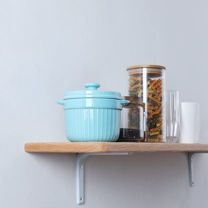 ONTUBE Ceramic Bacon Grease Container Keeper with Strainer, Frying Oil Storage Can, Turquoise